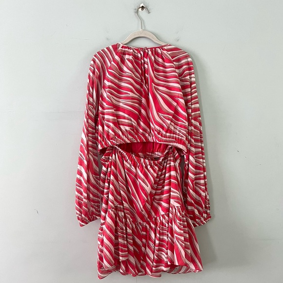NWT Michael Kors Zebra Print Cotton Lawn Cutout Pink Long Sleeve Mini Dress - Picture 7 of 11